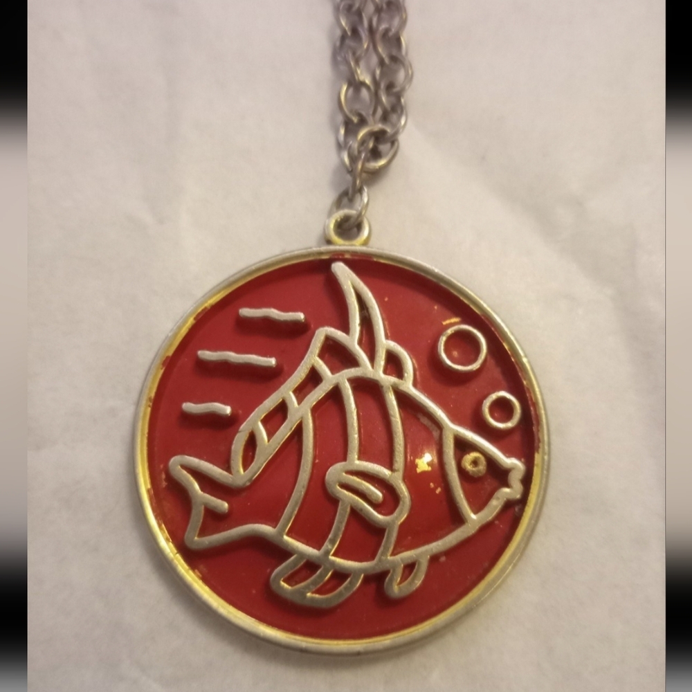 Vintage Fish Enamel Pendant Necklace